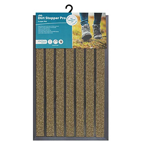 JVL Dirt Stopper Pro Rectangular Scraper Entrance Door Mat, Grey, 45 x 75 cm