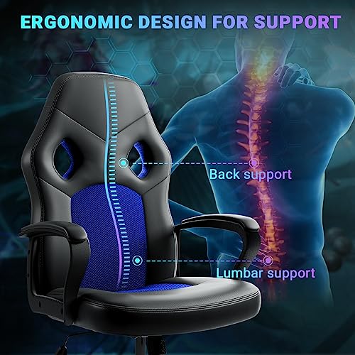BASETBL Gaming Chair, Office Chairs Swivel Racing Work Chair with Lumbar Support, Leather PC Gaming Chair, Adjustable Desk Chairs for Home Office