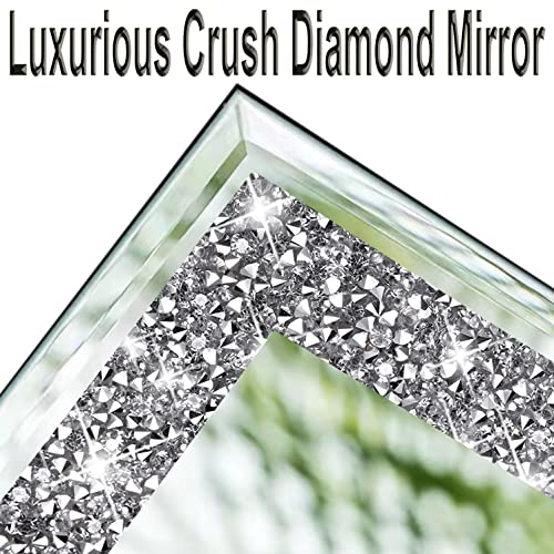 Meetart Full Length Mirror Tiles,Crystal Crush Diamond Full Body Wall Mirror,14''x11'' 4PCS Glass Frameless Make Up Mirror for Home Decor,Room De