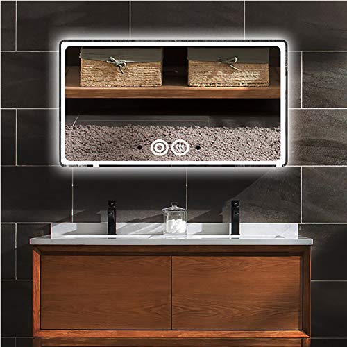 LED Lighted Bathroom Mirror, Wall Mounted Bathroom Vanity Mirror, Anti-Fog, Warm White/Natural/Daylight Lights, Touch Switch Control, IP44 Waterp
