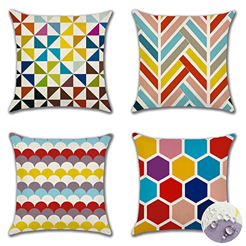 Ohok Outdoor Waterproof Cushion Covers 45x45 cm Pack of 4 Decorative Throw Cushion Covers Cushion Case for Sofa Couch Bed Living Room Indoor Outd