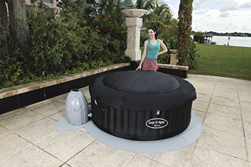 Lay-Z-Spa Hollywood Built in LED Light, 4-6 Person, Black & 13222_05 Hot Tub Floor Protector, 10 Piece Protective Pad Set for Spa and Pump, Grey