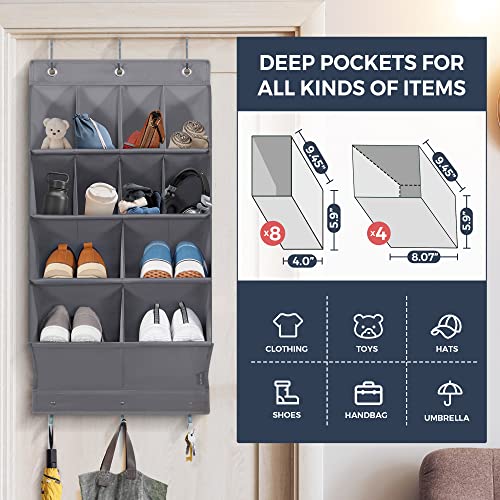 STO STO Over the Door Shoe Organizer, 2 Pack Hanging Shoe Organizer for Closet with 8 Large and 4 Extra Large Deep Pockets, Hanging Shoe Rack for