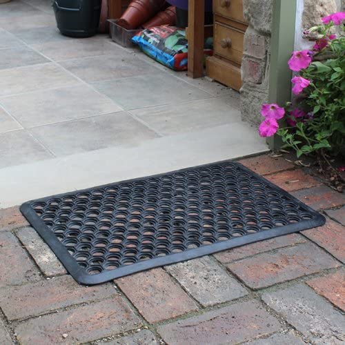 JVL Honeycomb Outdoor Rubber Ring Entrance Floor Door Mat 40 x 60 cm