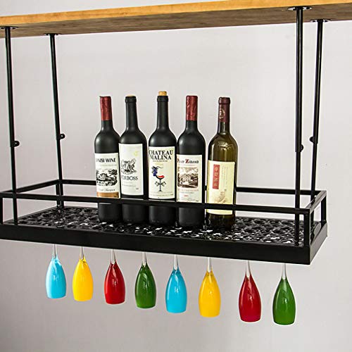 KEppd Wall Mounted Wine Bottle Rack | Wall Mounted Wine Rack | Bottle & Glass Holder | Hanging Wine Holder | Floating Wine Shelf | Home & Kitchen