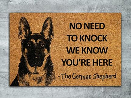 The German Shepherd Door Mat, German Shepherd We Know You are Here Spring Door Mats, Funny German Shepherd Doormat, Welcome Matses Decoration Flo