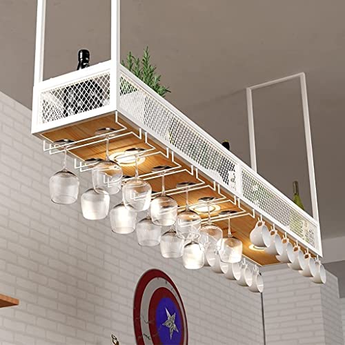 EMISOO Iron Ceiling Wine Rack, Home Bar Wine Glass Rack Hanger, Upside Down Wine Glass Rack, Hanging Wine Cabinet Rack, Bar Decoration Storage Ra