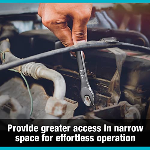 DURATECH Double Open End Spanner Set, Super-Thin Open Ended Wrench Flat Spanner Set for Narrow Space, Carbon Steel, Mirror-Chrome Plated, 8-Piece