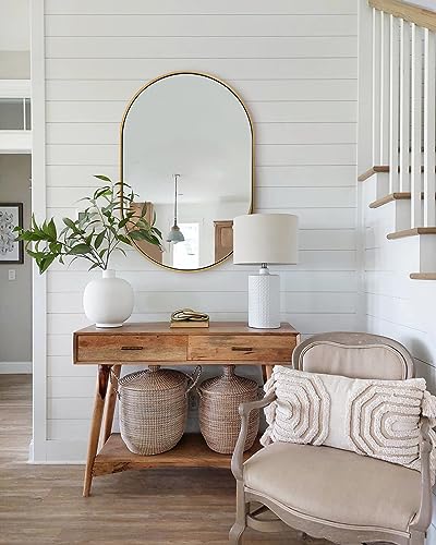 ANDY STAR Gold Mirror, 20x30 Inch Brushed Gold Oval Mirrors for Bathroom, Brass Pill Shaped Mirror, Modern SUS304 Stainless Steel Metal Frame