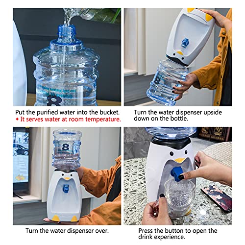 GOODFEER 2.5L Kid cold Water Dispenser small Penguin Shape Mini Drinks Dispenser with Tank,Tap and stand for Home Gatherings School Office Juice