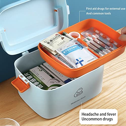 Jadeshay Family Storage Box with Buckle Double Layered Storage Cabinet with Large Capacity First Aid Kit Colour Macaron(White)