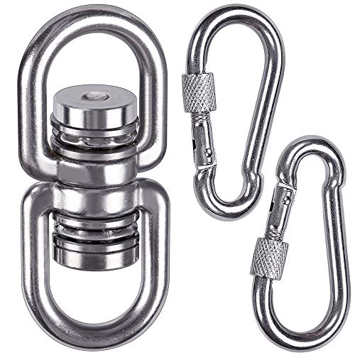 SELEWARE Permanent Antirust Stainless Steel Bearing Swing Swivel, Up to 544kg 360° Rotational Device Hanging Accessory for Web Tree Swing, Hammoc