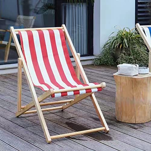 SMELEYOU Beach Chair Cloth, Chairs Canvas Covers, Sunloungers, Deck Chair Sling Replacement 114x43 cm/45 x 17 inch Red and White Stripes Deck Cha