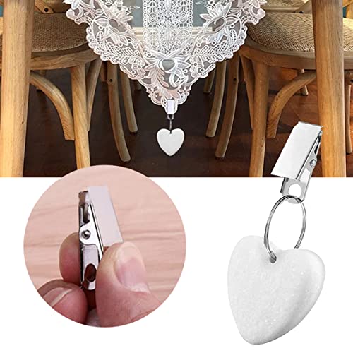 WANGCL 8PCS Tablecloth Weights Tablecloth Pendant With Stainless Steel Clip For Outdoor Family Dinner Garden Party Wedding Camping Picnic-Heart S