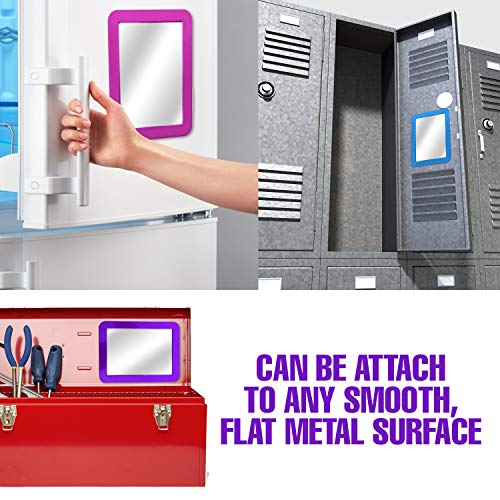 Magnetic Locker Mirror for School Locker, Gym Locker, Office Cabinet, Workshop or Refrigerator, Makeup Mirror, 5" x 7" (Black)
