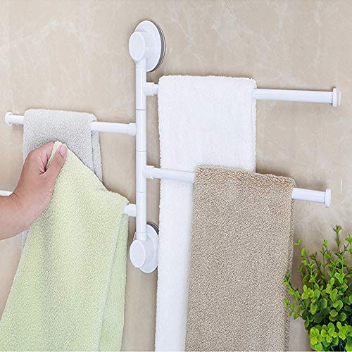 DXIA Swivel Towel Rail, 4-Arm Bathroom Swing Hanger, Bath Rack Wall Mounted Towel Rack Holder, Towel Rack Holder Storage Organizer Space Saving,