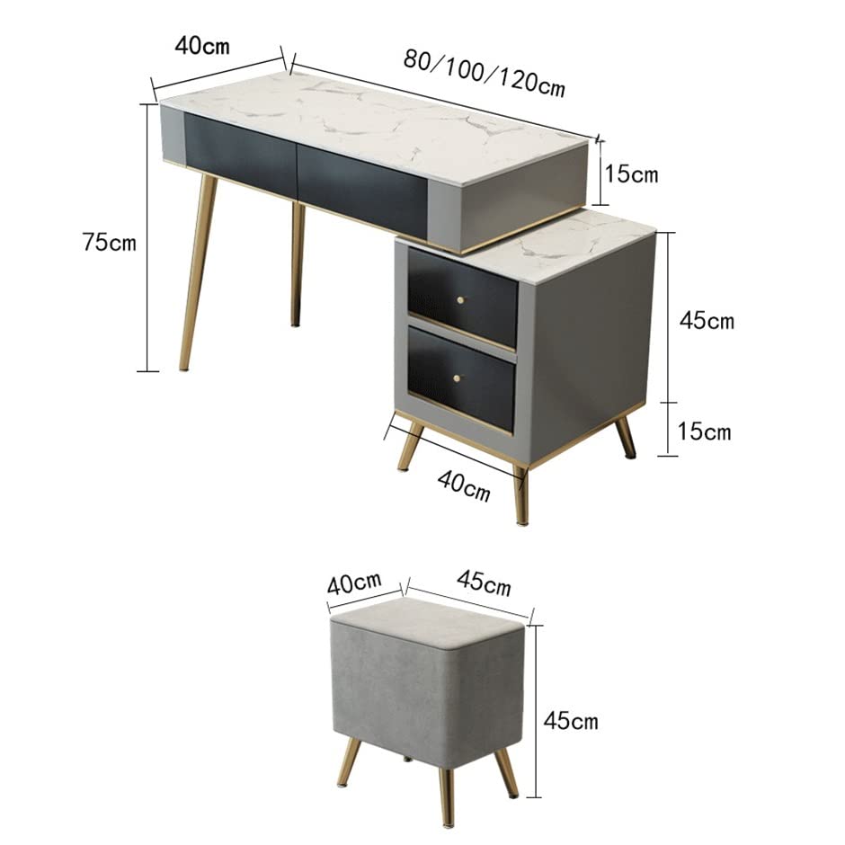 JYDQM Home with LED Lights Dressing Table Bedroom Iron Makeup Table with Multiple Drawers Dressing Table