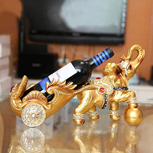 EYLINK Wine Racks, Elegant Magic Metal Wire Wine Single Bottle Holder,Golden Resin Crafts Gift European Horse
