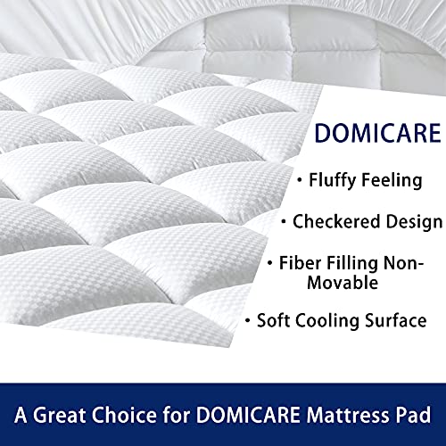 DOMICARE Full Mattress Pad Cover with Deep Pocket (8-21Inch), Cooling Mattress Topper Cotton Pillow Top, Down Alternative Fill