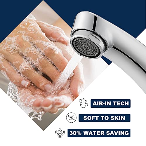 Kitchen Taps, BATHWEST Compact Kitchen Sink Tap, Dual Knob 360°Swivel Solid Brass Advanced Multi-Layer Chrome Modern Kitchen Mixer Tap with UK St