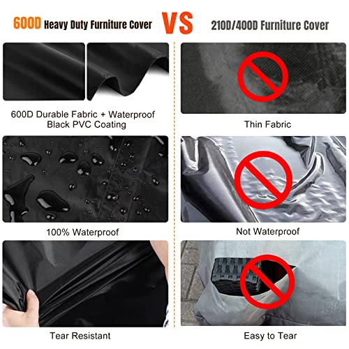 Patio Furniture Covers Waterproof - 125x125x74cm Cube Outdoor 2 - 4 Seater Cube Rattan Garden Furniture Cover - 600D Heavy Duty Outside Sofa Prot