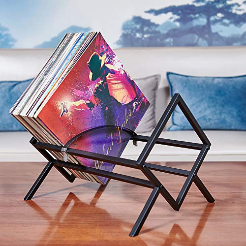 REGAL DISPLAY Vinyl Record Storage Holder - 12 inches 70 Album Holder Display Stand - Book and Record Album Storage - Album and LP Storage Organi