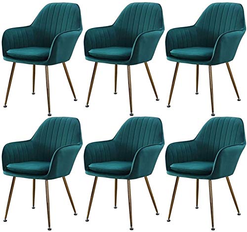 Modern Kitchen Dining Room Chairs Dining Chairs Set Of 6,Velvet Upholstered Kitchen Armchair with Sturdy Metal Legs Kitchen Living Room Lounge Co