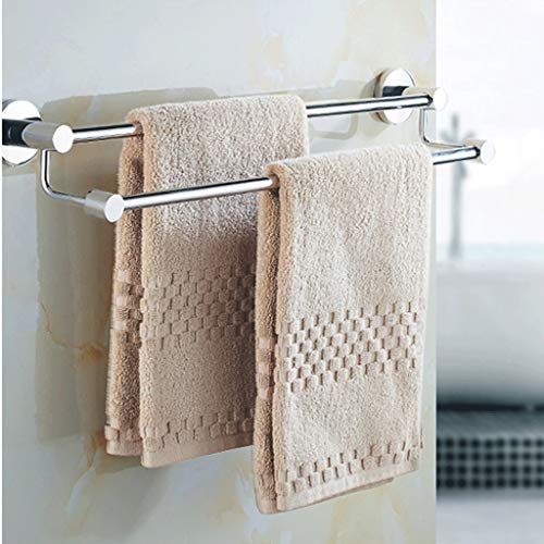 N/A Double Towel Bar Stainless Steel Bathroom Kitchen Towel Holder Dual Towel Rod Rustproof Wall Mount