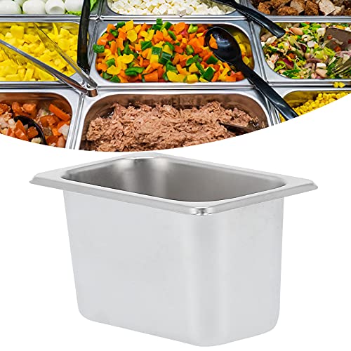 3.94inch Basin Food Bowl,Stainless Steel Deep Buffet Basin Insulation Counter Basin, Washing-up Bowl Multi-purpose Dish Tub for Kitchen Canteen