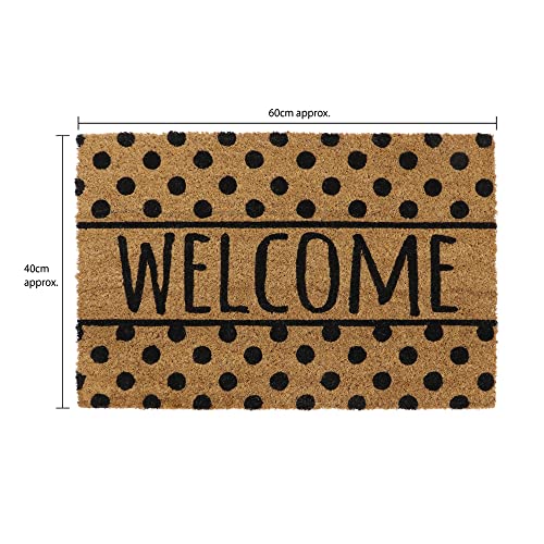 JVL Eco-Friendly Latex Backed Coir Door Mat, Welcome Spots, 40 x 60 cm Approx, 02-860