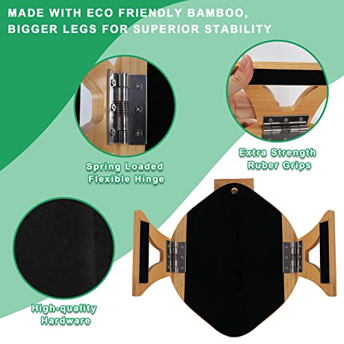 NewFree Bamboo Sofa Arm Tray Table, Tray Sofa Table for Wide Couches, Sofa Table with Rotating Phone Holder, Portable Stable Couch Armrest Sofa T