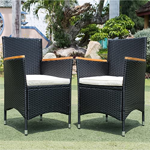 TFIIEXFL Acacia Wood Top 7 Piece Outdoor Patio Wicker Dining Set Patio Wicker Furniture Dining Set Exterior