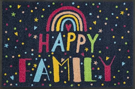 wash+dry Door Mat with Sparkle Family Design 50 x 75 cm Washable Inside and Outside