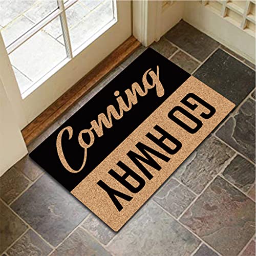 MjiejieM Funny Doormats Coming Go Away Indoor Floor Welcome Mat for Entrance Way Rubber Back for Front Door Indoor Outdoor Cute Rugs 23.6"(L) x 1