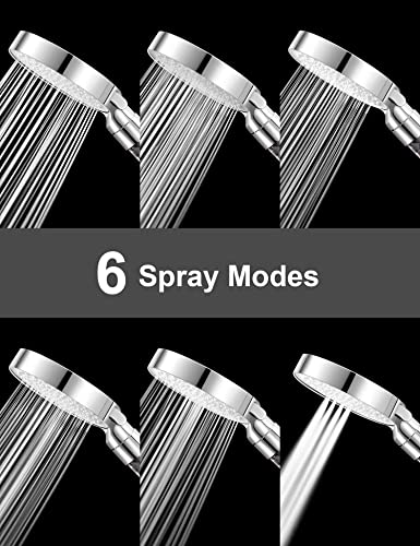 Ionic Shower Head and 2M Hose, Magichome Newest 6 Modes High Pressure Universal Filter Shower Head for Hard Water Low Water Pressure with Extra R