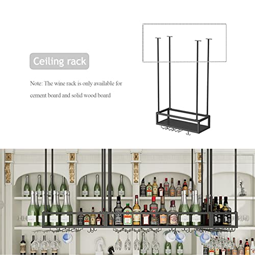 EYLINK Ceiling Hanging Wine Rack, Simple Style Black Iron Stemware Glasses Racks,Upside Down Wine Holder for Bars,restaurants,kitchens Wine Bottl