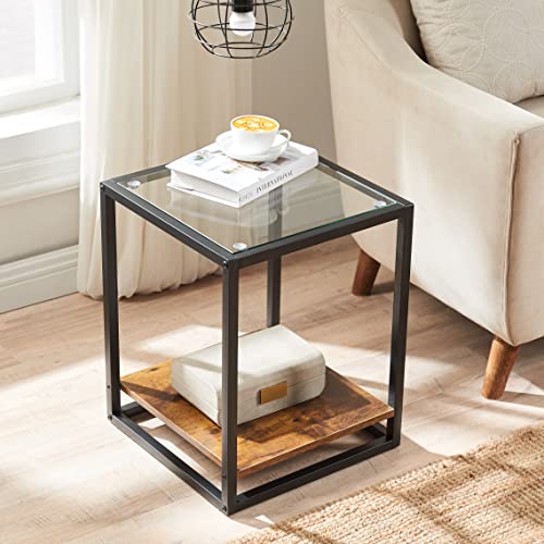 End Table - Nightstand - Industrial Telephone Table - Bedside Table with Storage Shelf - Side Table Living Room, Bedroom, Office, 40X40X50 cm, Ru