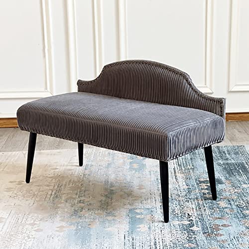 Luxurious End of Bed Bench with Backrest,Velvet Upholstered Bedroom Bench Dining Bench,Modern Bench Seat Entryway Bench Furniture Decor-White 80x