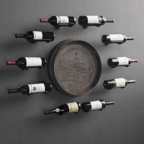 Rustic State Wall Mount Custom Hook Design Iron Wine Bottle Holder Rack Shelf Display for All Adult Beverages Liquor - Home, Kitchen, Dining Room