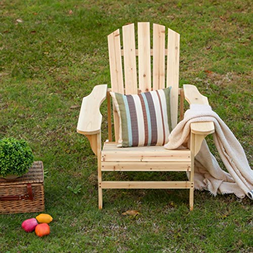 LOKATSE HOME Outdoor Adirondack Chair for Patio, Deck, Fire Pit, Garden, Porch and Lawn Seating, Natural Wood