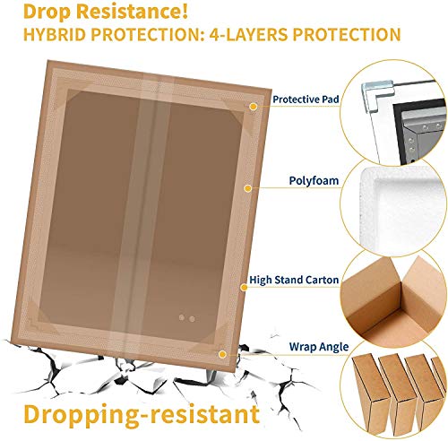 LED Lighted Bathroom Mirror, Wall Mounted Bathroom Vanity Mirror, Dimmable Touch Switch Control, Warm White/Natural/Daylight Lights, for Home, Ba