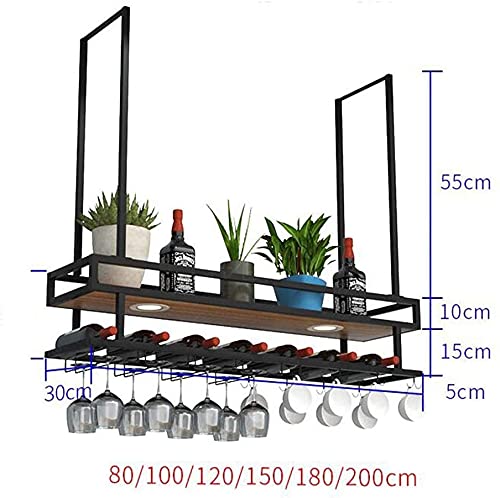 SUCHETA Hanging Wine Rack with Glass Holder and Shelf, Upside Down Wine Glass Rack, Hanging Wine Cabinet Wine Rack, Hanging Racks, Decorative Sto