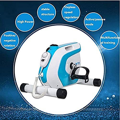 LUNEZY Motorised Pedal Exerciser Mini Exercise Bike Arm and Leg Trainer LCD Display, Ideal Training Device for Seniors and Athletes (Blue)
