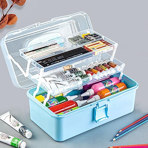 YAYODS 2 PCS 3 Layer Multipurpose Storage Box, Medicine First Aid Storage Box Home, Art & Crafts Case, Sewing Box with Handle for Craft, Cosmetic