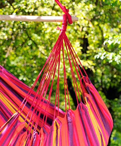 Laminvale Ltd AMAZONAS hanging chair Relax Vulcano weatherproof UV-resistant with wooden crossbar 85 cm to 120 kg colorful stripes