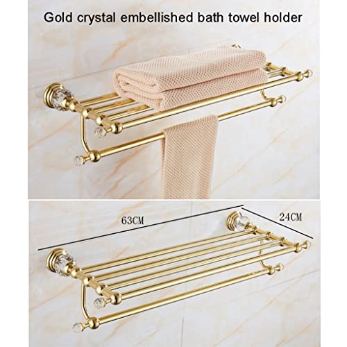 HIGOH Towel Racks, Bathroom Towel Rack Wall Mounted Towel Holder,European-Style Crystal Towel Rack,Bathroom Storage Towel Holder,Stainless Steel