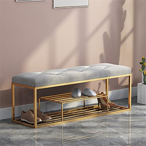 Modern Entry Shoe Bench Shoe Organizer Furniture,Luxurious Entryway Bench Shoe Rack Bench,Soft Velvet Upholstered Bench Seat Shoe Storage Bench-P
