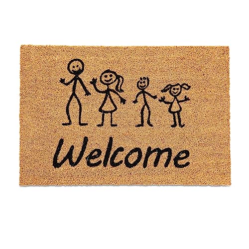 Relaxdays Coir Doormat, 80% coconut 20% plastic, Natural/Black, 40 x 60 cm