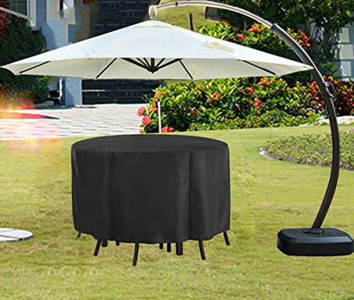Gutsbox Garden Furniture Covers Waterproof Round Patio Furniture Covers 420D Heavy Duty Oxford Fabric Outdoor Patio Table Cover, Waterproof, Wind
