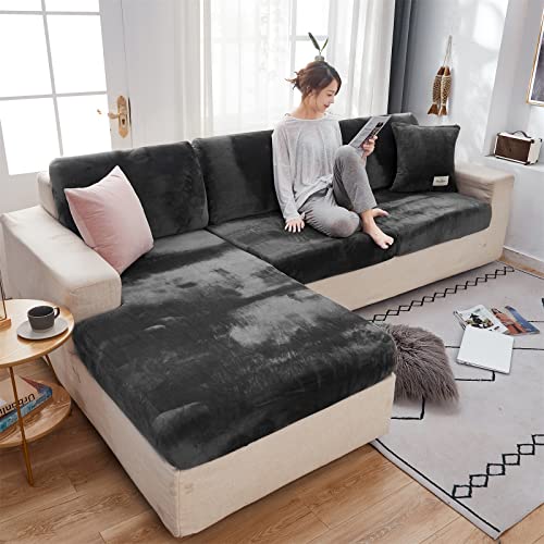 jianyana Universal Velvet Stretch Cushion Cover, Non-Slip Stretch Sofa Cushion Cover, Sectional Couch Cover, Elastic Furniture Protector Cover (d